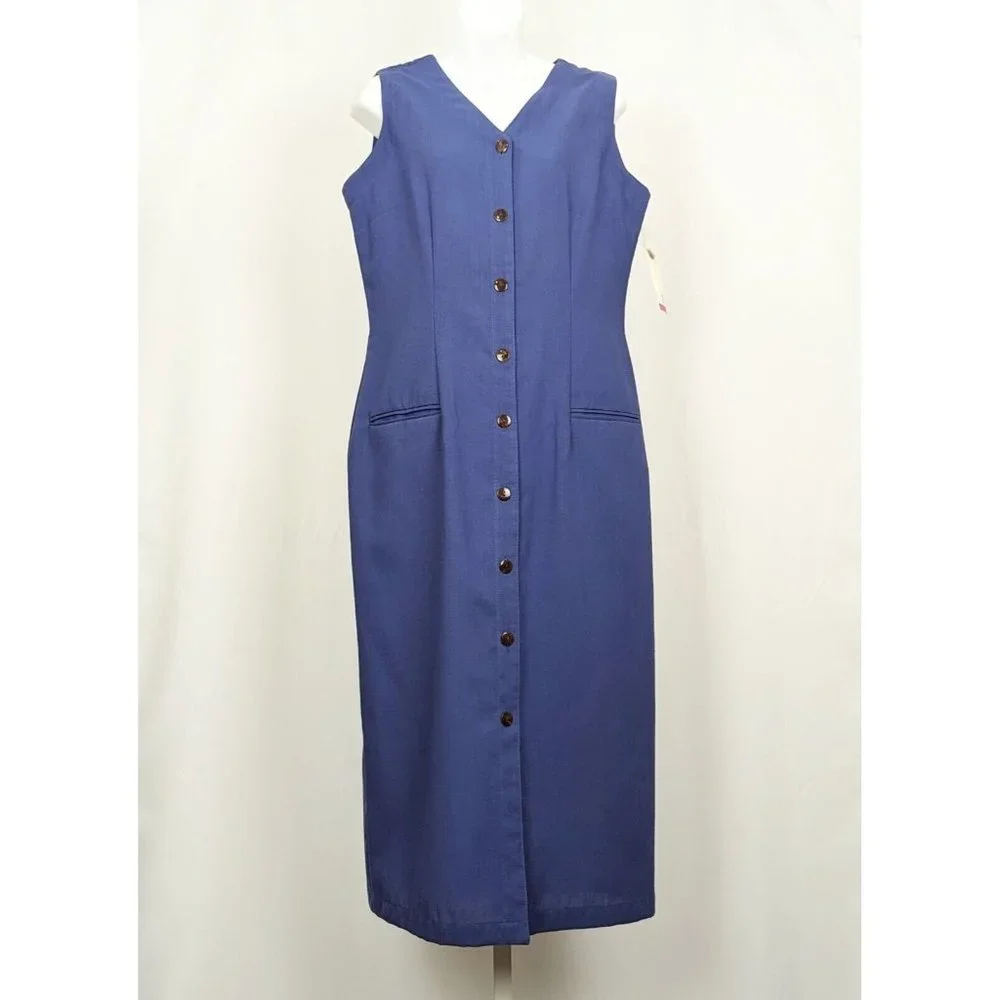 jumper dress 90s Vintage | Dresses | Vintage 9s Jumper Dress Blue Midi Length Preppy Demure  Womens Size 0 New